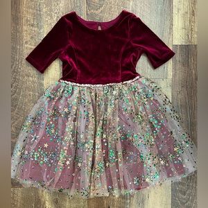 Zunie Kids' Glitter Skirt Velvet Dress